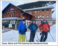 Text Box: Dave, Mark and Phil leaving the Weidenerhütte